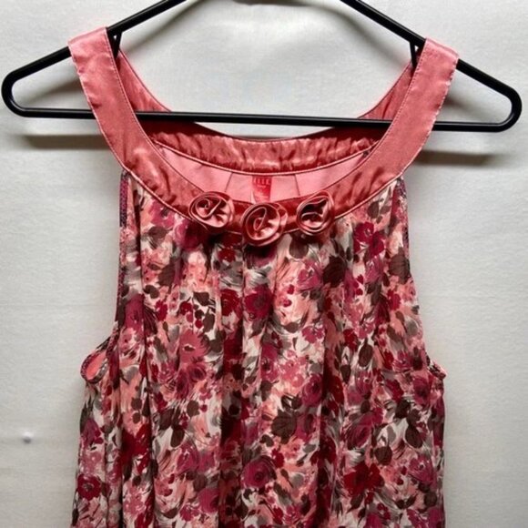 Elle Sleep Nightgown Women's Large Pink Floral Sleeveless Flower Collar Sexy EUC - Picture 2 of 9